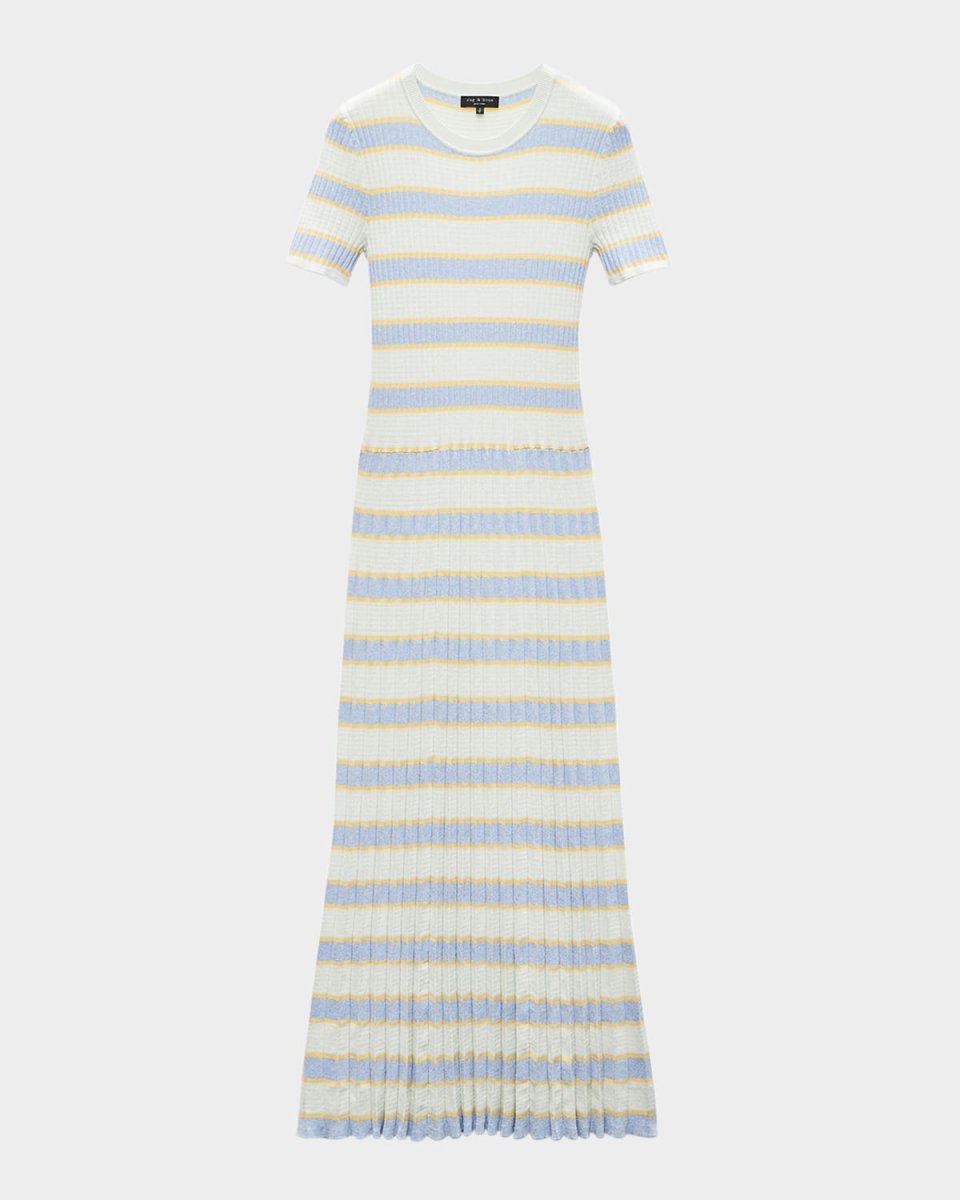 Eloise Stripe Short-Sleeve Maxi Dress